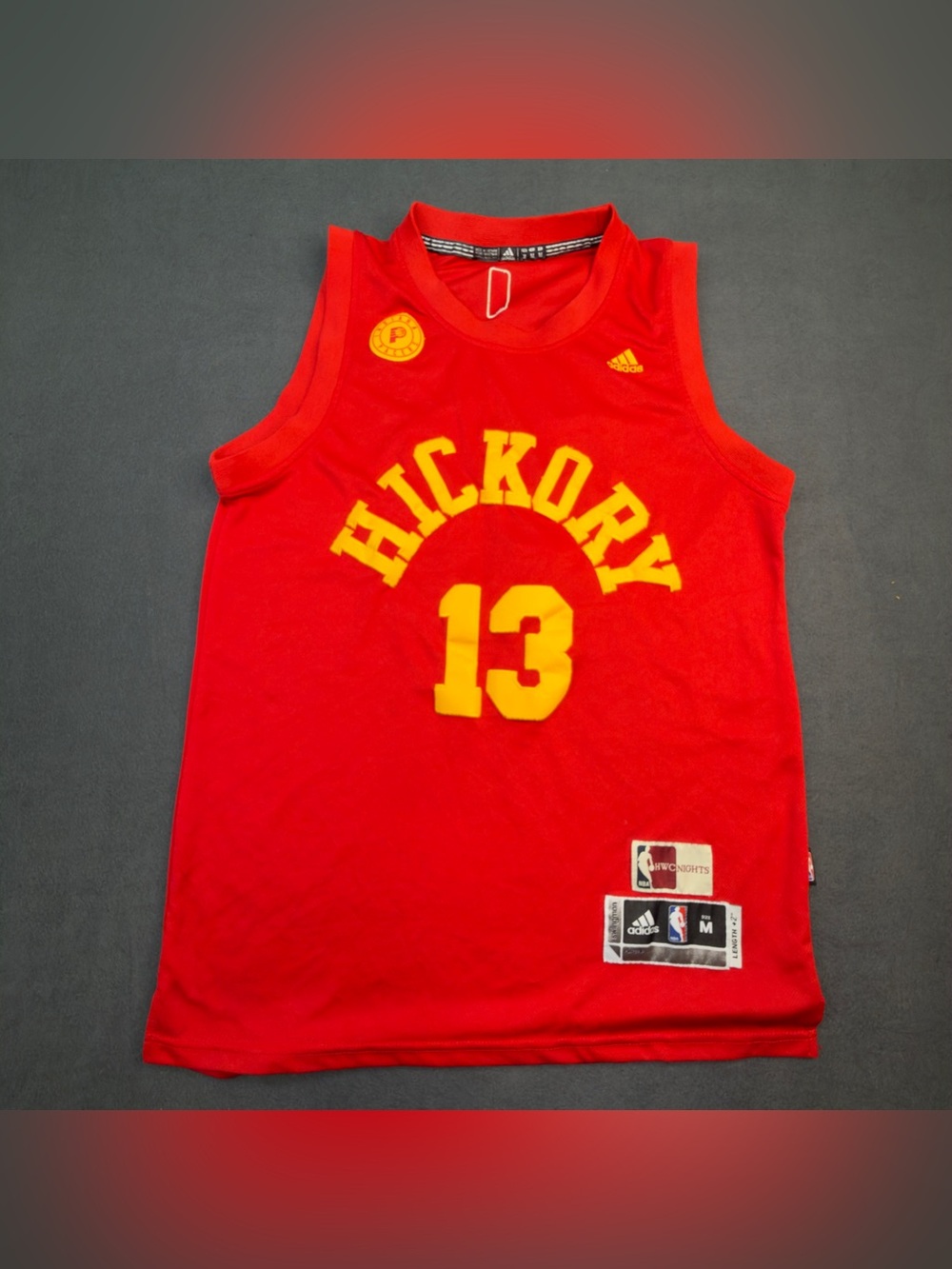 adidas Red Basketball Jersey with Yellow Hickory 13